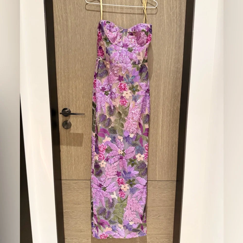 Bronx and Banco Lavender and Gold Embellished Sequin Dress - Picture 3 of 16
